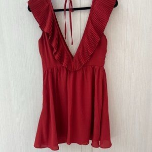 About Us Red Plunge Mini Dress